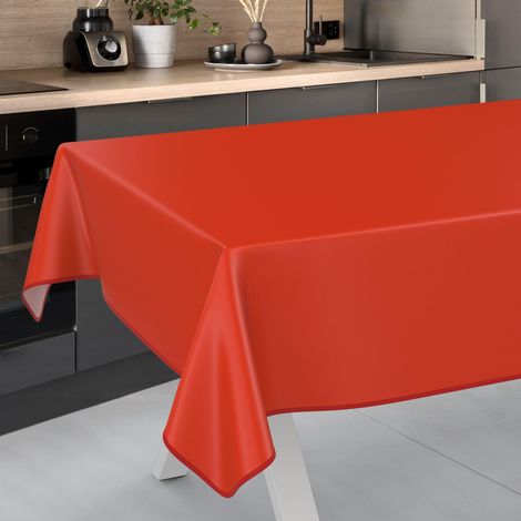 Nappe en Toile cirée Lavable, pour Table de Jardin, extérieur et intérieur, avec Ourlet, Rouge, 240 x 140 cm (1/5)