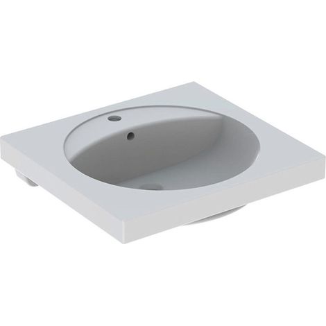 Lavabo Geberit PRECIOSA 600x550mm con orificio para grifería con rebosadero blanco KT