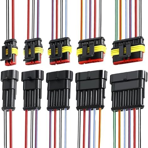 Voiture Étanche Électrique Fil Connecteurs avec 16 AWG Pré-Câblé, Kit Prise Fiche Connecteur Électrique Imperméable (2 Pin, 3 Pin, 4 Pin, 5 Pin, 6 Pin) (1/4)