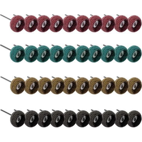 Set mit 40 25-mm-Schleifscheiben, Polierzubehör für Dremel-Rotationswerkzeuge, Bohrmaschinen-Polierset 120 (Braun)/180 (Grün)/320 (Rot)/400 (Schwarz) (1/5)