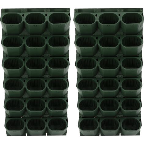 Jardinière murale verticale 36 pots, vert militaire, pot de plantation modulaire, auto-arrosage, pour jardin, balcon et terrasse (1/5)