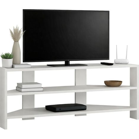 Naypyidaw TV-Lowboard, 3 Ablagen, 3 Fächer, Tragkraft 15 kg, 110x36x45h cm, Weiß