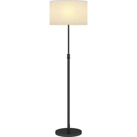 Lampadaire à intensité variable avec abat-jour en lin, douille E27, hauteur réglable, noir (1/5)