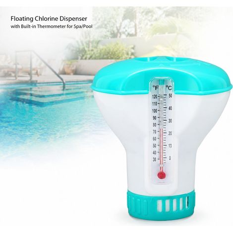 Dispenser galleggiante di cloro per spa, Blue Lake, con termometro integrato, in PP riutilizzabile, grande capacità, 12x11x5,2 cm (1/5)