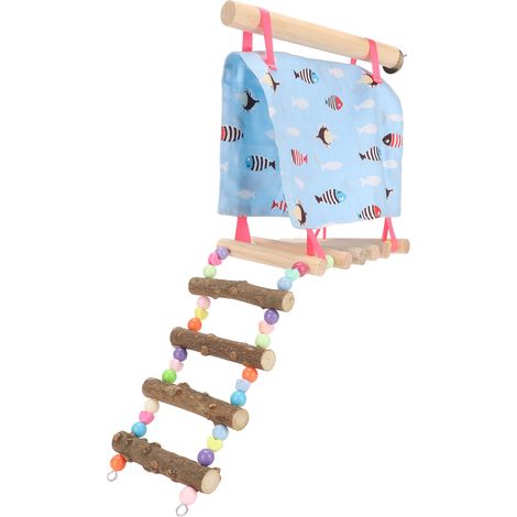 Hamac pour animaux de compagnie, tente colorée avec échelle pour grimper et faire de petits animaux (perroquet, hamster, ours doré), nid suspendu avec échelle. (1/5)