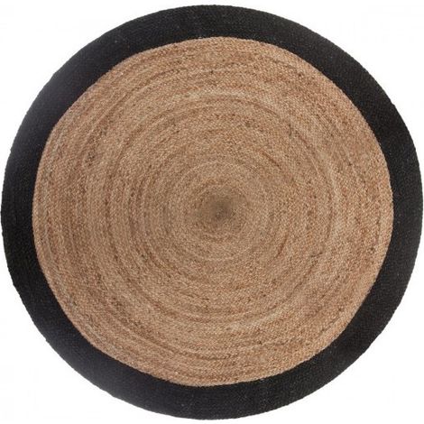 Tapis rond jute bord noir ou blanc diamètre 120 cm Atmosphera - Noir