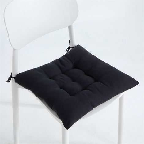 Set di 4 cuscini per seduta 40 x 40 cm con cinghie di fissaggio per uso interno ed esterno, nero