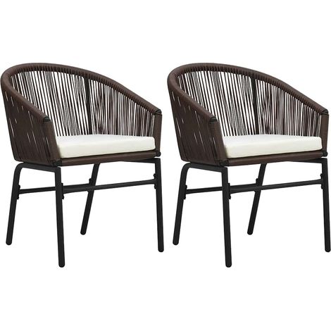 Lot de 2 Chaises de jardin - Chaises d'extérieur pour terrasse/jardin Marron Rotin PVC BV989625 - BonneVie (1/5)