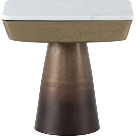 Table d'Appoint Design Doré et Marbre Blanc - Doré antique et marbre de Baswarra (1/2)