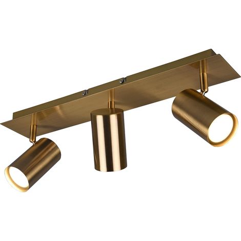 Marley 802400304 Lot de 3 barres de spot en métal vieilli avec 3 ampoules GU10 Laiton Antique (1/5)