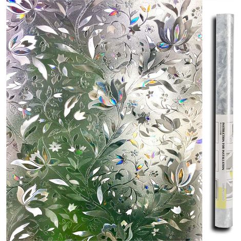 Pellicola per finestre 3D, pellicola elettrostatica, protezione della privacy, anti-UV, pellicola decorativa per finestre, oscurante anti-sguardo con motivo a fiori di tulipano per vetri e vetrate [Cl (1/5)