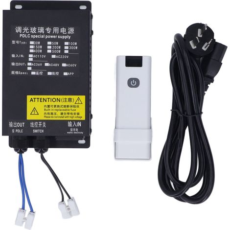 Alimentatore PDLC da 50 W 60 V, atomizzato, dimmerabile, in vetro con controllo elettronico intelligente.