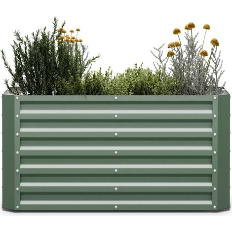 Blumfeldt High Grow Straight - Aiuola rialzata da 120 x 60 x 60 cm, in lamiera d'acciaio ondulata, facile da montare, resistente alla ruggine e al gelo