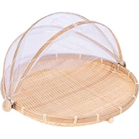 Panier rond en bambou avec couvercle, légumes, fruits, pain, panier de rangement (42 cm de diamètre) (1/5)