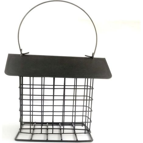 Mangeoire à oiseaux - 130 x 100 x 250 mm, mangeoire suspendue pour oiseaux sauvages, support pour mangeoire, cage à oiseaux, noire, amovible (230 g) (1/5)