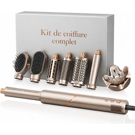 Brosse soufflante multifonction 8 en 1 pliable 1400W doré prise UK réf 5379 2,1 kg – Livraison gratuite
