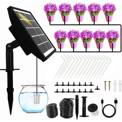 Ortviai Arrosage Automatique Solaire pour Plantes en Pot – Kit Goutte-à-Goutte IP67 avec Panneau 5V 2W et Batterie Intégrée