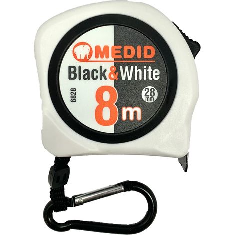 Mètre à ruban blanc Black & White 8m 28mm MEDID - 6828