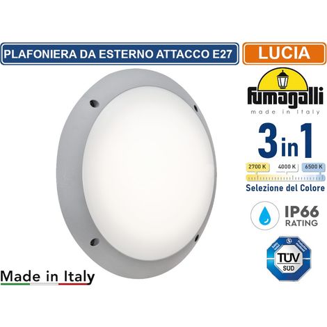 Plafoniera da esterno Fumagalli lucia ip66 1 x e27 grigio opaco