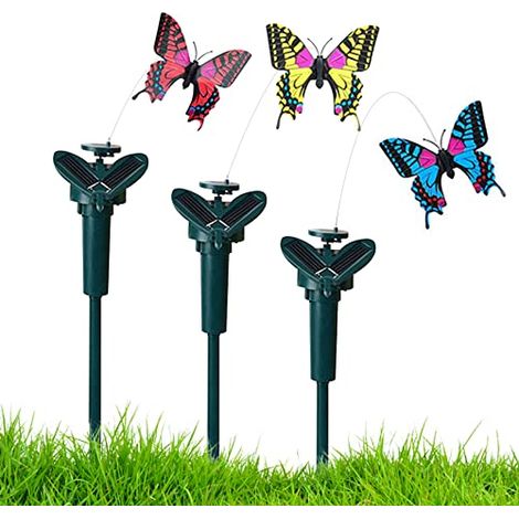 Veesper 3 pezzi di ornamenti solari galleggianti da giardino, farfalle volanti, decorazioni solari per esterni per cortile, patio e vialetti, colori casuali (1/5)