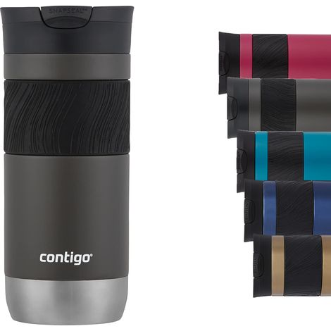 Contigo Byron 2.0 mug termico, in acciaio inox, chiusura SNAPSEAL, tazza caffè da viaggio, tenuta stagna 100%, coperchio lavabile in lavastoviglie, senza BPA, tiene il caldo fino a 6 ore, 470 ml (1/4)