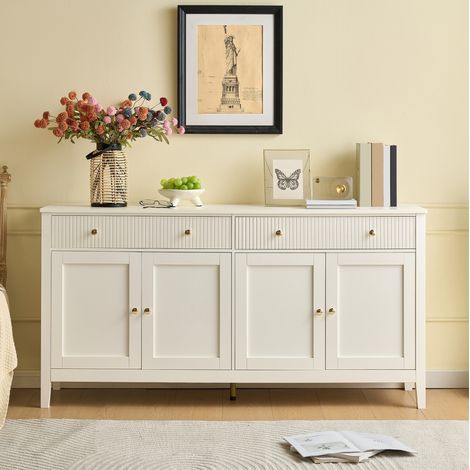 CHICFURN Aparador de comedor 160x40x82 cm de MDF blanco con 2 cajones y 4 puertas (1/5)