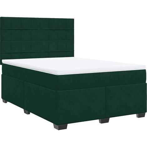 Maison Exclusive - Giroletto a Molle con Materasso Verde Scuro 140x190 cm Velluto