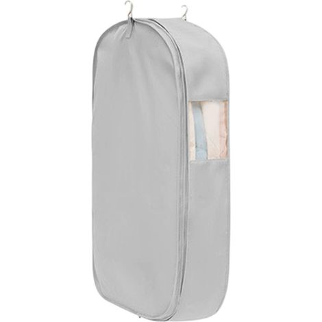 Housse à vêtements suspendue pour penderie, gain de place, pour manteaux, vestes et costumes, grise, taille L (58 x 40 x 110 cm).