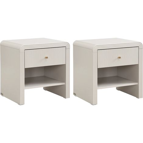 Comodino con 1 cassetto e 1 nicchia MDF Beige e dorato - Lotto di 2 - MIRENALO (1/5)