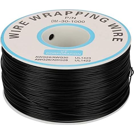 30 Awg Kabel Kabel 0 1Roll Wire Wrapping Single Copper Wire Strand 30Awg Cable 0.25Mm Core Diameter (Black) (Noir) (1/5)