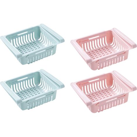 Tiroir Organisateur Réfrigérateur - Rétractable - PP - 20,5 x 16,4 x 7,5 cm - Pour Épicerie Fraîche - Lot de 4 (1/5)