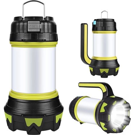 Lanterna da campeggio, luce LED ricaricabile tramite USB, dimmerabile, impermeabile IP65, torcia da campeggio multifunzionale, power bank portatile con magnete da appendere (verde) (1/4)