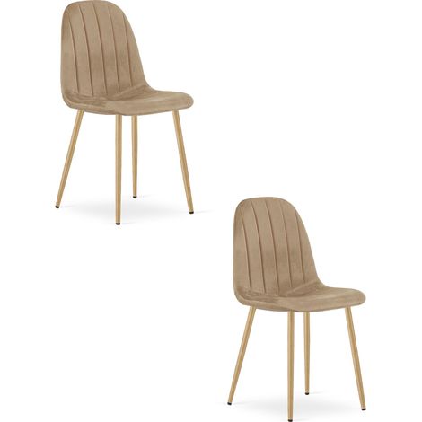 Set di 2 sedie Padva in velluto marrone e gambe effetto rovere (1/5)