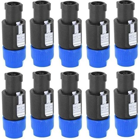 10 Stück 4-polige Speakon-Verstärkerstecker, XU, C-NL4FC wasserfester Audio-Lautsprecherstecker (blau) - Crezuo