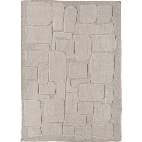 Tapis en laine beige au relief graphique - beige (1/4)