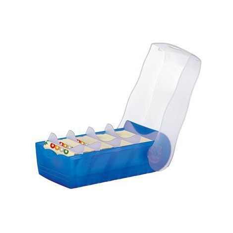 HAN Karteikasten HAN CROCO 9,7 x 6,7 x 19,1 cm (B x H x T) DIN A8 quer 500 Karten Polypropylenblau transluzent 5 Stützplatten (1/4)