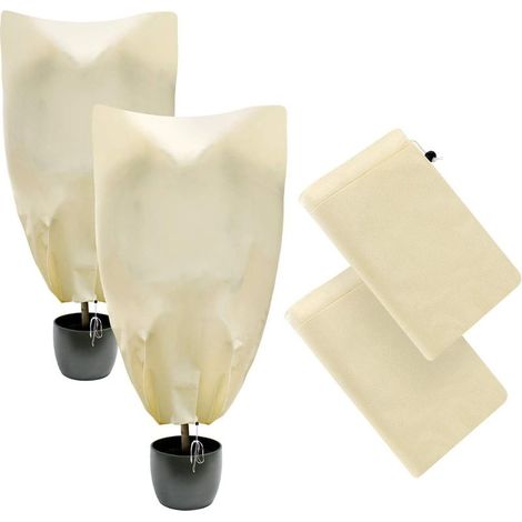 2 Couvertures protection gel plantes hiver, avec fermeture glissière/cordon serrage, pour plantes/arbres/arbustes (47,24") (1/5)