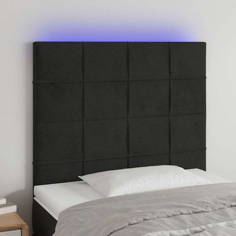 vidaXL Cabecero con luces LED terciopelo negro 80x5x118/128 cm (1/5)