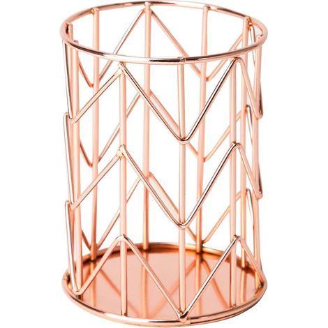 Stiftehalter für den Schreibtisch, Make-up-Pinselhalter, Stiftehalter aus roségoldenem Metalldraht (1/5)