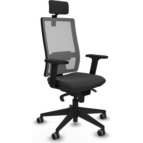 Horna sincro malla gris similpiel gris oscuro brazos 2D base piramidal cabecero 2D ruedas 65mm engomadas (1/5)