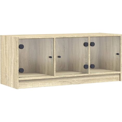 Mobile TV multimediale scaffale per televisione televisore buffet sala da pranzo soggiorno camera da letto con ante in vetro rovere Sonoma 102 x 37 x 42 cm marrone 020026922