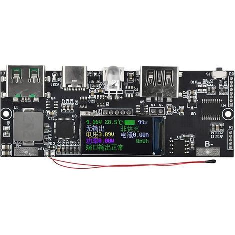 Module power bank bidirectionnel charge rapide 22.5W PD écran couleur 5V 4.5A DIY carte sans interface L (1/5)