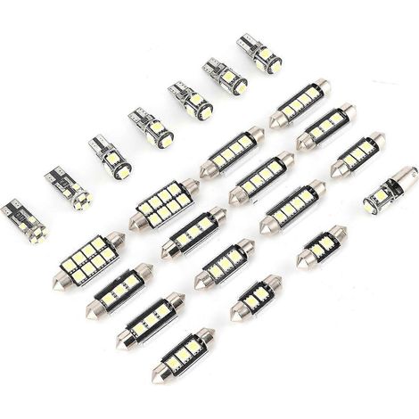 23 ampoules LED pour voiture, lumière blanche, T10, 5W, puce 5050, faible consommation, pour éclairage de plaque d'immatriculation, éclairage de portières et éclairage intérieur