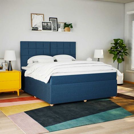 Boxspringbett mit Matratze Blau 180x200 cm Stoff (1/5)