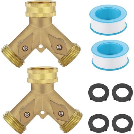 Messing-2-Wege-Gartenarmatur-Verteiler – 3/4 Zoll, für 2 Anschlüsse, Haus, Küche, Garten (1/5)