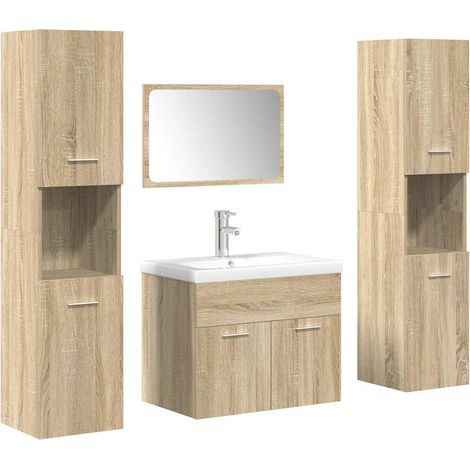 Maison Exclusive - 5-tlg. Badmöbel-Set Sonoma-Eiche Holzwerkstoff