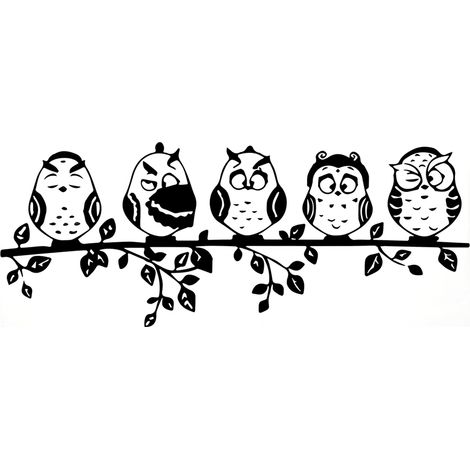 Sticker mural en PVC amovible forme de hibou, déco murale DIY pour chambre et salon, autocollant mural design (1/5)
