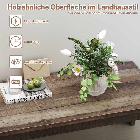 Farmhouse Coffee Table, 120 cm, Brown Wood-Like Surface (1/5)