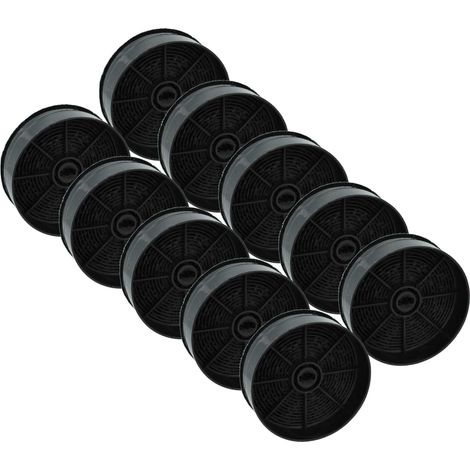 vhbw 10x Filtres à charbon actif compatible avec Faber ILMA TOUCH X A90, ILMA X A120, ILMA X A60, ILMA X/A/60, ILMA X/A/90 hotte aspirante - 12,4 cm