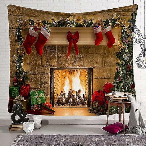 Tapiz navideño divertido con estampado artístico para colgar en la pared, adorno de pared navideño. (1/2)